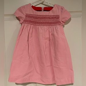 Mini Boden Pink Corduroy Dress with Smocking and Cap Sleeves, size 2T.